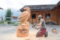 Wood carver making an eagle