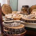 Wood carver`s work place Royalty Free Stock Photo