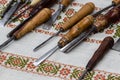 Wood carver tools Royalty Free Stock Photo