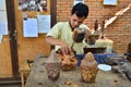 Wood carver at work Royalty Free Stock Photo