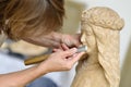 Wood carver at work Royalty Free Stock Photo