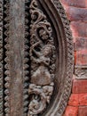 Wood carving of An ancient Hindu God in pashupatinath Royalty Free Stock Photo