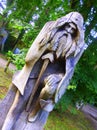 Wood carving of ancient warrior Royalty Free Stock Photo