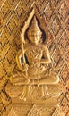 Wood carving Buddhist temple door public places of Buddhist worship Royalty Free Stock Photo