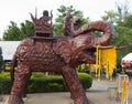 Wood carving elephant at Wat Huay Mongkol temple, Thailand Royalty Free Stock Photo