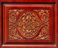 Wood carving in the form of a skilful floral pattern Royalty Free Stock Photo