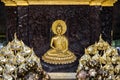 Wood Carving of Gilded Buddha under Bodhi tree at Wat Phra Kaeo - Chiang Rai, Thailand Royalty Free Stock Photo