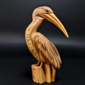 Sleek And Stylized Pelican Wooden Carving In Europe