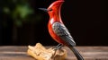 Wood Carving Of Redthroated Cardinal In Miki Asai Style Royalty Free Stock Photo
