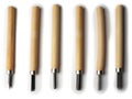 Wood carving tools isolated on a white background. Set of various cuts Royalty Free Stock Photo