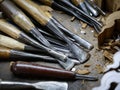 Wood carving tools Royalty Free Stock Photo