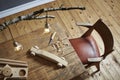 Wood carving workspace creative hobby wood and modern design