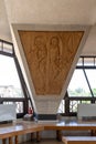 Wood carvings inside the Pilgrimage Church Translation from Latin `When Jesus came into Peter`s house.....