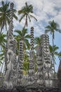 Wood carvings. Pu`uhonua O HÃÂnaunau National Historical Park. Big Island Hawaii Royalty Free Stock Photo