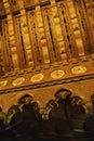 Wood ceiling with crests in the music room, Scotty`s Castle, Death Valley, California