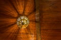 The wood ceiling of a tearoom