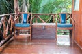 Wood chairs and table at the terrace