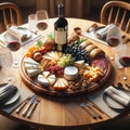 Wood Charcuterie Board Display Home Entertaining Dining Snack Table Meat Cheese Platter AI Generated