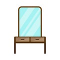 Wood chest of drawers with mirrors. Vector Royalty Free Stock Photo