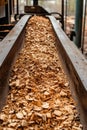 Wood chip conveyor belt Royalty Free Stock Photo