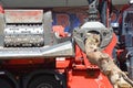 Wood chipper shredder. A harvester is a type of heavy forestry vehicle employed in cut-to-length logging operations for felling, Royalty Free Stock Photo