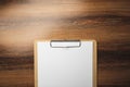 Wood clipboard with empty white paper Royalty Free Stock Photo