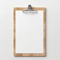 wood clipboard with papersheet and white background. Royalty Free Stock Photo