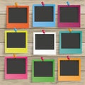 Wood 9 Colored Photo Frames Royalty Free Stock Photo