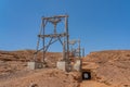 The wood construction for carry salt at Salinas de Pedra de Lume the old salt lakes on Sal Island Royalty Free Stock Photo