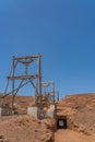 The wood construction for carry salt at Salinas de Pedra de Lume the old salt lakes on Sal Island Royalty Free Stock Photo