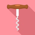 Wood corkscrew icon, flat style