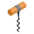 Wood corkscrew icon, isometric style