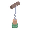 Wood corkscrew icon, isometric style