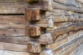 Wood corner of a old building with dovetail joints