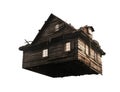 Wood cottage. Isolated transparent PNG background. Unique perspective angle poligonal angle. lit interior.