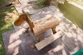 Wood Craft.Rocking horse made of old wood.The head looks like a Royalty Free Stock Photo