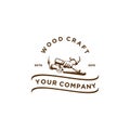 Wood craft vintage logo vector