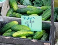 Wood crate of pickles at the farmers market