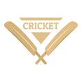 Wood cricket bats logo, flat style