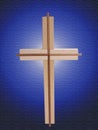 Wood Cross on Blue