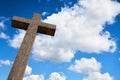 Wood cross on blue sky Royalty Free Stock Photo