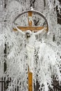 Wood cross with Jesus,Carpathian mountains,Slovakia