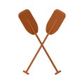 Wood crossed paddle icon, flat style