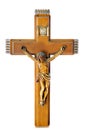 Wood Crucifix isolated on white Royalty Free Stock Photo