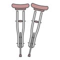 Wood crutches icon color outline vector