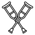 Wood crutches icon, outline style