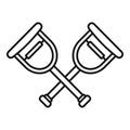 Wood crutches icon, outline style
