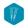 Wood crutches icon, outline style