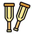 Wood crutches icon vector flat