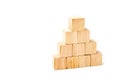 Wood cube arrange in pyramid shape ,business concpt